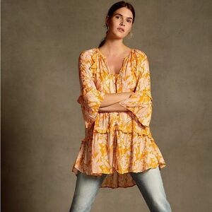 Anthropologie Mia tiered ruffled tunic top